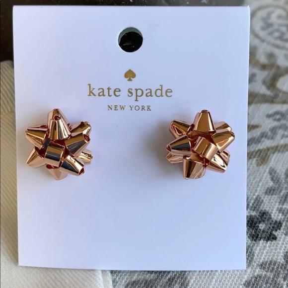 kate spade Jewelry - Kate Spade Rose Gold Bow Earrings